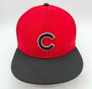 Chicago Cubs New Era 59FIFTY Baseball Hat Cap 7 3/4 Black Red 100% Wool Fitted - Picture 1 of 12