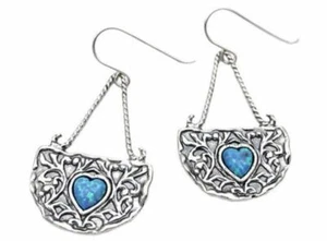 Design Argento - Artigianale Aviv Carino Pendente Triangolo Orecchini Con Opali - Foto 1 di 1