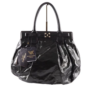 Bolso de mano de cuero grueso de lujo ZAGLIANI Spalmato Olive Vernice Tote OP... - Imagen 1 de 16