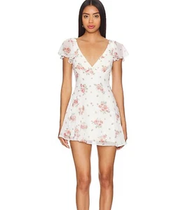 LPA Liv Mini Dress in Cream & Clay Floral New Size small - Picture 1 of 9