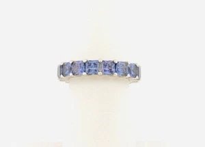 Estate Sterling Silver 925 Tanzanite Eternity Band Ring Size 6, 5.6g Vintage - Picture 1 of 9