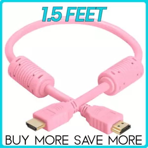 1.5FT 4K HDMI Cable Pink HDTV HDR 28AWG HDMI Cord ARC 3D Ethernet Laptop - Picture 1 of 1