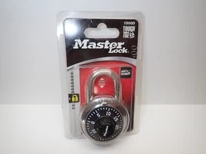 Master Lock Kombination Schließfach Vorhängeschloss Anti-Shim Schwarz Chrom 1500D - Bild 1 von 2
