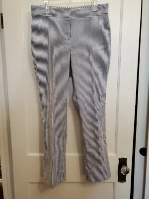 Nine West Trouser Pants Womens Sz 10 Blue White Striped Straight Leg Pre-owned - Image 1 of 4