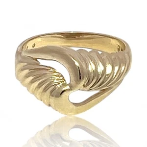 14k Yellow Gold Twisting Pattern Spiral Ring Size 6.75 (KS1019450) - Picture 1 of 7