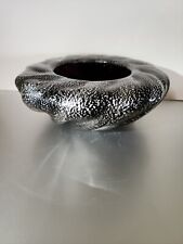 Murano Amethyst Glass Vase Bowl ~ Swirl Pattern w/Silver Flecks 6 3/4" X 2 1/2" 
