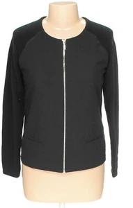 Forever 21 Womens Large Black Jacket Zip Casual Collarless - Picture 1 of 2