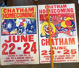 "Cartel de payaso de circo vintage de primavera CHATHAM LEGIÓN AMERICANA 22""x14" - Imagen 1 de 11