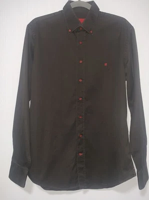 Camisa Carolina Herrera Abotonada Hombre Talla 16 Manga Larga Marrón Oscuro/Rojo Foto 1 de 4
