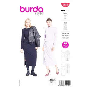 Burda Style Schnittmuster Nr. 5684 - Kleid - seitlich gerafft - Kragenvarianten - Bild 1 von 9