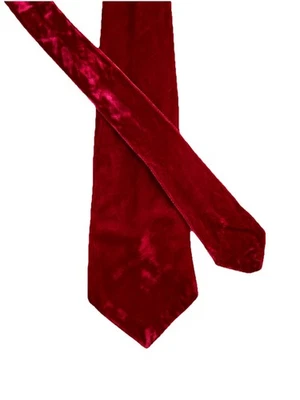 Corbata vintage J B Hunter roja lisa terciopelo suave rojo festivo Foto 1 de 4