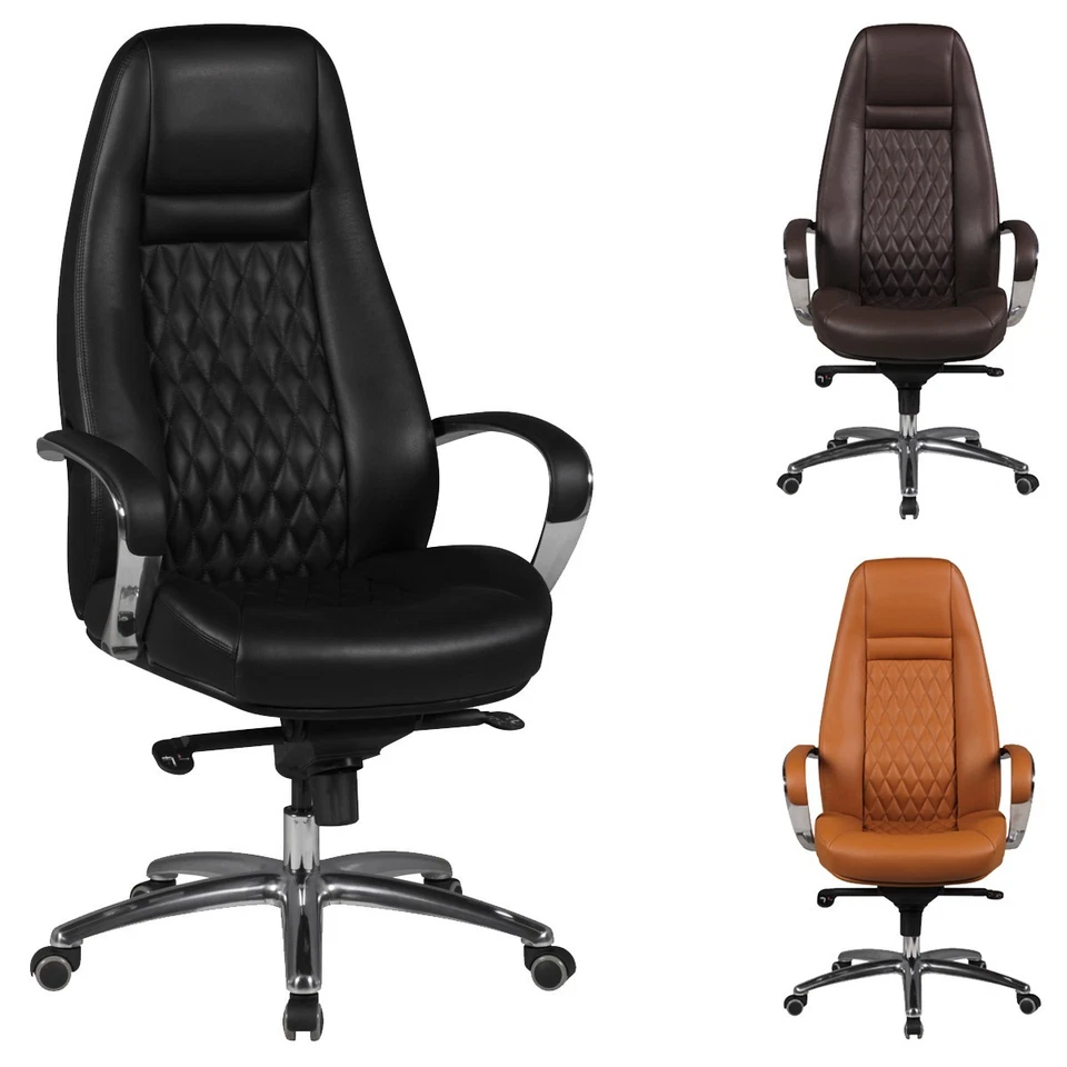 FineBuy Bürostuhl Echtleder Schreibtischstuhl ergonomisch Chefsessel Drehstuhl - Bild 1 von 1