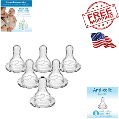 Pacote de mamilo Dr. Brown's nível 2 sem BPA para bebês - 100% silicone, fluxo médio - Imagem 1 de 4