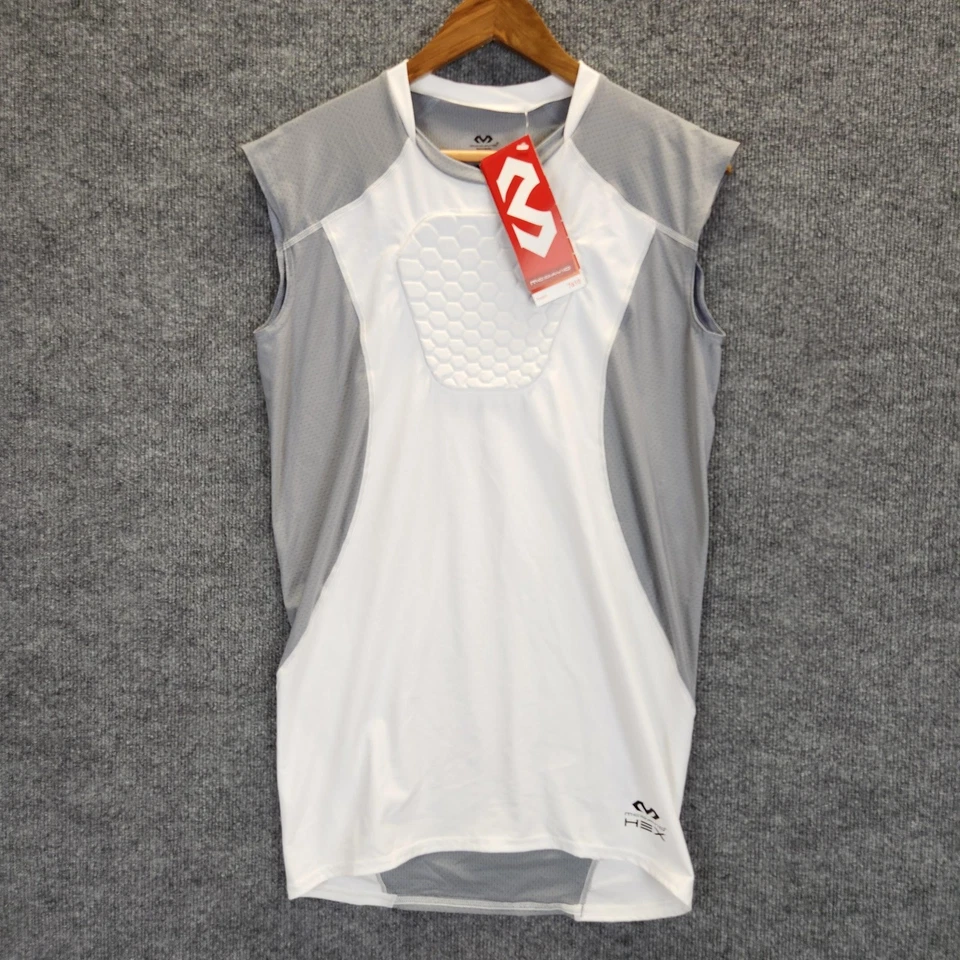 Camisa McDavid Hex Sternum Para Hombre Grande Blanca Gris 7610 Acolchada Compresión Top Foto 1 de 4