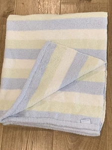 Carters Blue White Green Stripe Baby Blanket Chenille Security Lovey - Picture 1 of 7