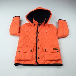 Polo Ralph Lauren Little Kids Size 7 Quilted Hooded Barn Jacket Orange - Picture 1 of 10
