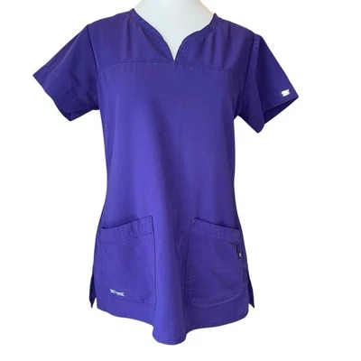 Grey's Anatomy Signature Womens Small Purple Scrub Top Medical Professional Wear - Image 1 of 4