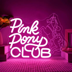 Pink Club Neon Sign LED Pony Music Lover Neon Light Pink Bedroom Cowgirl West... - Picture 1 of 7