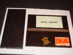 CHEQUIER EN CUIR NOIR VINTAGE NEUF - Imagen 1 de 1