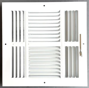 10"x 10" (tamaño de apertura de conducto) 4 vías cara estampada acero techo/pared lateral aire ~NUEVO~ - Imagen 1 de 3