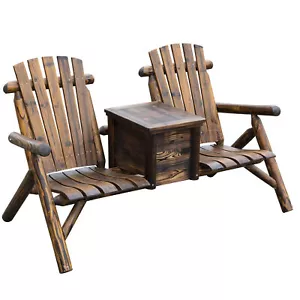 Wooden Adirondack Chair Outdoor Patio Lounge Garden Furniture with Ice Bucket - Picture 1 of 11