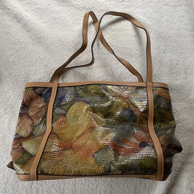 Vintage Multi-Colored MAXX New York Shoulder Bag Tote Floral Design Faux Leather - Image 1 of 4