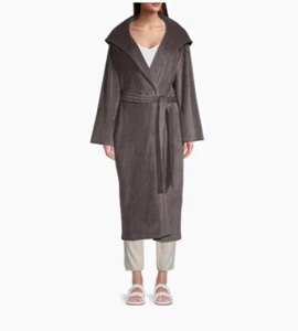 Barefoot Dreams Luxechic® Belted Hooded Robe Size 1 NEW Carbon Gray $198 - Picture 1 of 16