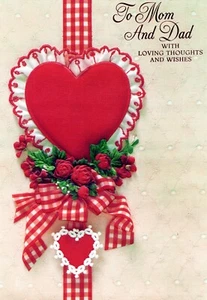 Tarjeta grande vintage del día de San Valentín para mamá y papá de Hallmark, pensamientos amorosos - Imagen 1 de 5