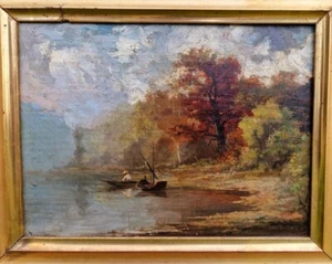 Rare Antique Oil Painting on Panel Fisherman Signed Théodore Levigne 19th Cent - Picture 1 of 9