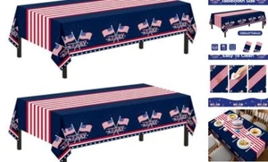 4th of July Tablecloth Pack 54" x 108" Disposable American 2 4th of July Flag - Picture 1 of 8