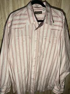 Stetson Men’s 2XL Pink Striped Pearl Snap Western Rodeo Long Sleeve Shirt - Picture 1 of 7