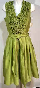Neu mit Etikett Jessica Howard Damen limettengrün 8 Kleid Cocktail ärmellose vordere Rüschen - Bild 1 von 10