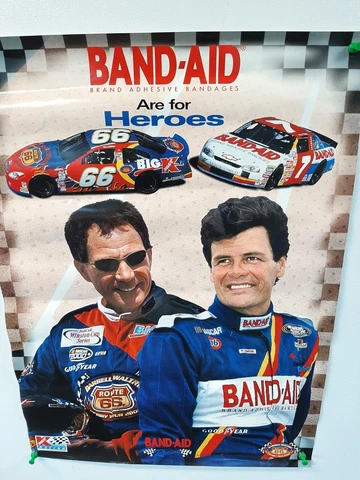 Vintage 2000 Darrell and Michael Waltrip Nascar Poster KMart Band Aid 16 x 22 Cover