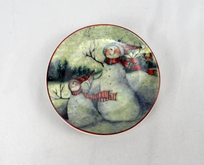 Susan Winget Muñeco de Nieve Encantado Pequeño 4.5" Plato Uso para Snacks, Baratijas, Decoración Foto 1 de 3