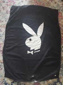 Vintage 2002 Playboy Throw Blanket Reversible Black White Bunny 130 x180 cm - Picture 1 of 4