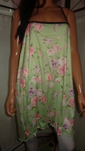 niedliches Haus-Träger-Kleid Grün-Rosa geblümt Gr 46/48 - Bild 1 von 5