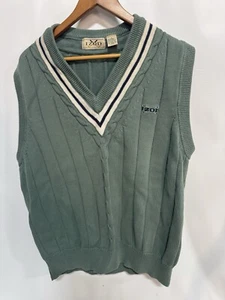 Vintage Izod Golf Sweater Vest Chunky Cable V-Neck Adult Size L Fast Shipping - Picture 1 of 6