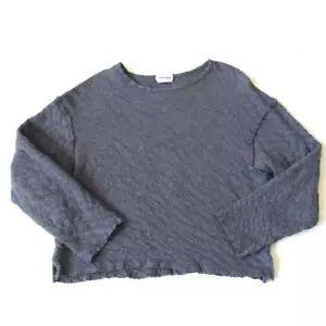 Atelier Delphine Cotton Bluish Gray Long Sleeve Lagenlook Coastal Large Top - Picture 1 of 9