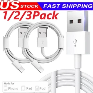 3/6Ft 3/2/1-PACK Original USB Charger Cable Cord For iPhone 13 12 11 PRO X 8 7 6 - Picture 1 of 9