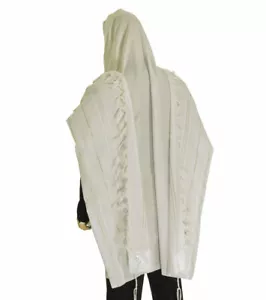 Chal de Oración Kosher Talit Talit en 55x74" Hecho en Israel BLANCO Y Plata Atara - Imagen 1 de 10