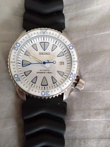 SEIKO MODDED AUTOMATIC WATCH 7002 DIVERS 1993 WHITE DIAL *Needs A Service - Picture 1 of 15