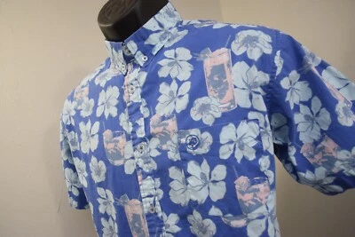 Souther Proper Floral Hawaiian Button Up Shirt Stretch Short Sleeve Mens Medium - Image 1 of 4