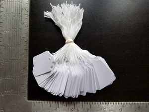 1000 Blank White Merchandise Price Tags with Strings Size #6 Retail Strung Label - Picture 1 of 12