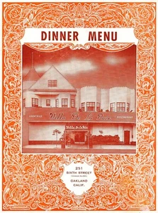 VILLA DE LA PAIX RESTAURANT-OAKLAND CALIFORNIA-MENU-BARGIACCHI FAMILY-1950's - Picture 1 of 3