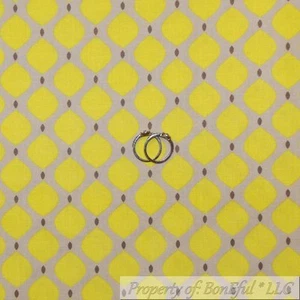 BonEful Fabric FQ Cotton Quilt Yellow Gray White Damask Stripe Dot Calico TX USA - Picture 1 of 13