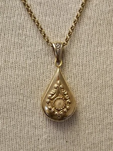 Beautiful 14ct Yellow Gold Tear Drop Locket Necklace Fully Hallmarked Excellent - Picture 1 of 14