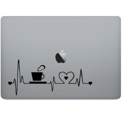 Coffee Mug Heartbeat for Macbook Air Pro Laptop Car Window Wall Decal Sticker - Image 1 of 4