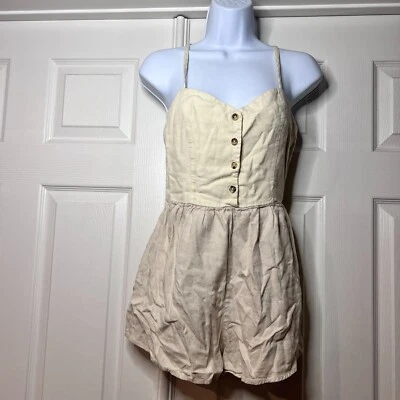 Mameluco para mujer Forever 21 mezcla de lino crema talla S cabaña minimalista playa jardín Foto 1 de 4