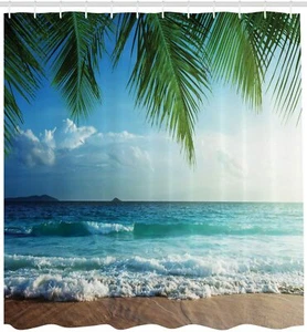 Cortina de Ducha de Playa con Ganchos Estilo Vacacional Impermeable Baño Decoración 72 en EE. UU. - Imagen 1 de 5