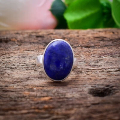 Anello In Argento Sterling 925 Fatto A Mano In Lapis Lazuli Gioiello Per Pollice - Immagine 1 di 4